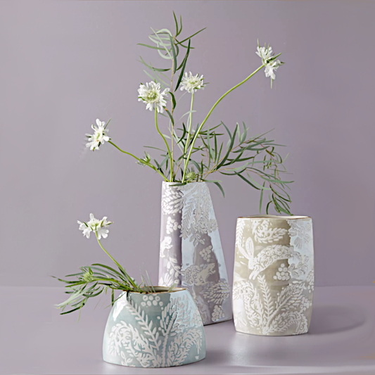 Embossed Lilac Vase