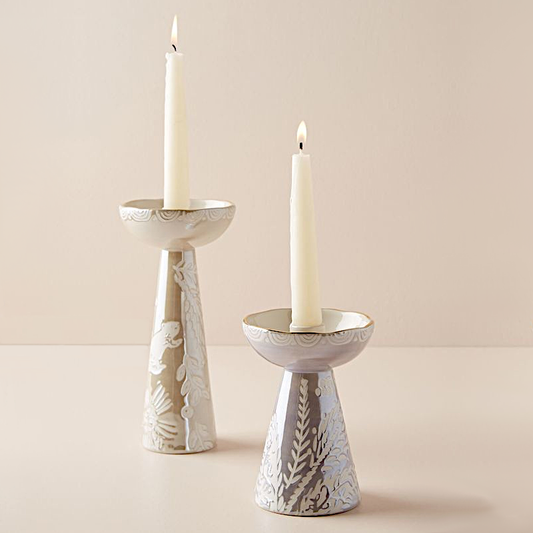 Embossed Taper Candle Holder