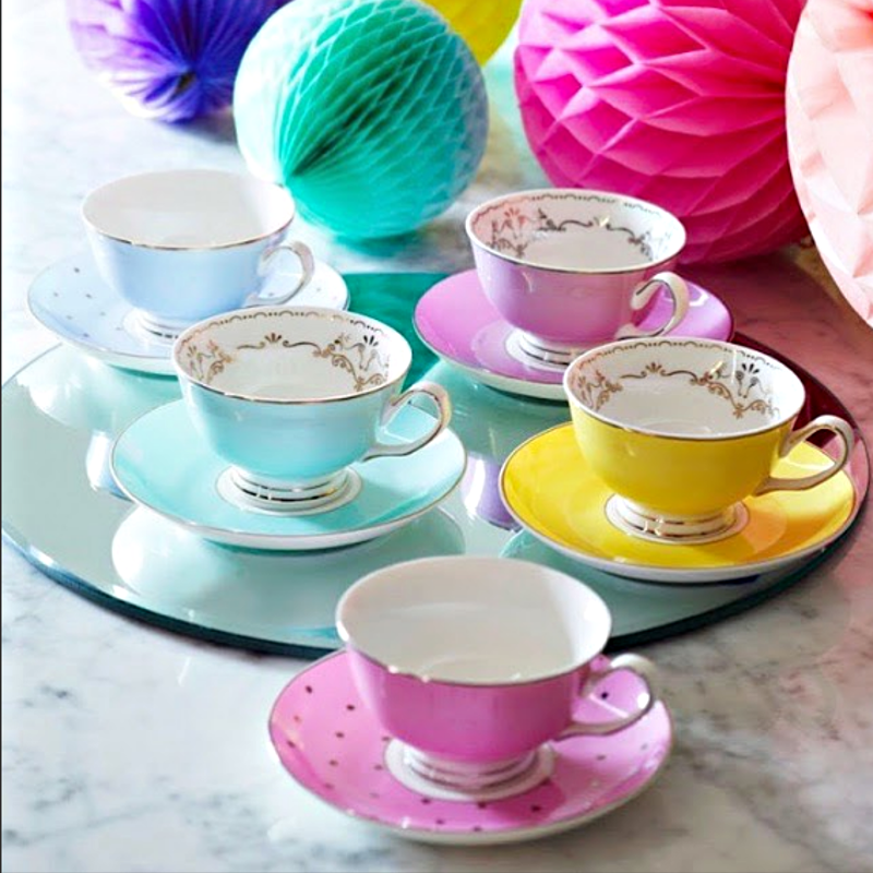 Shiny Teacups + Saucers