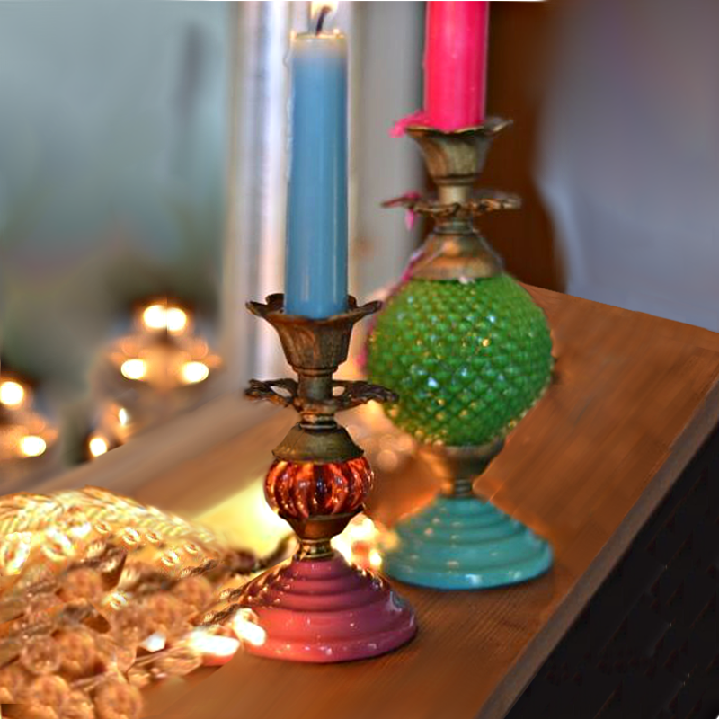 Embossed Metal Candle Holder