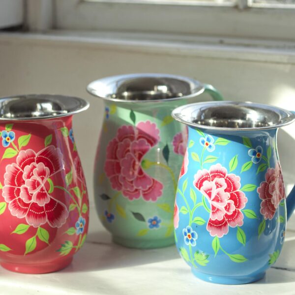 Hand Painted Floral Enamel Jugs - Image 2