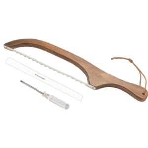 2 Pcs Brown Artisan Wooden Bread Bow Knife - Serrated Stainless Steel Slicer for Effortless Crumb-Free Cutting