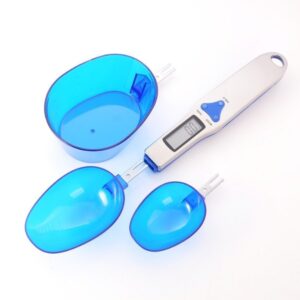 Blue High Precision Digital Spoon Scale - Electronic Measuring Scoop with 3 Heads for Kitchen & Baking(500g)
